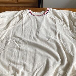 Free people size M ivory short sleeve Sweatshirt with Red and Blue Trim